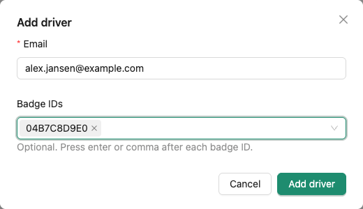 Add a driver with a badge