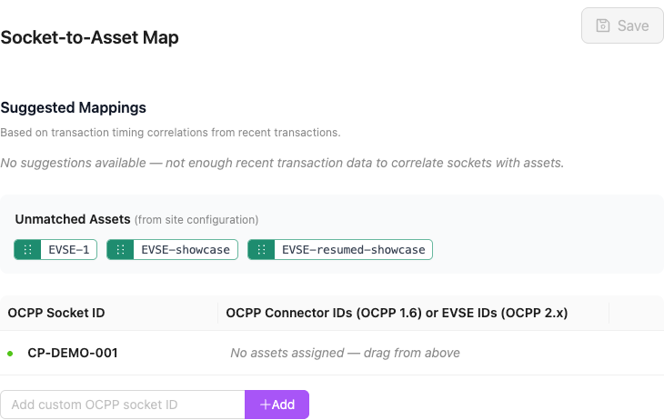Connected chargers in the Socket-to-Asset Map